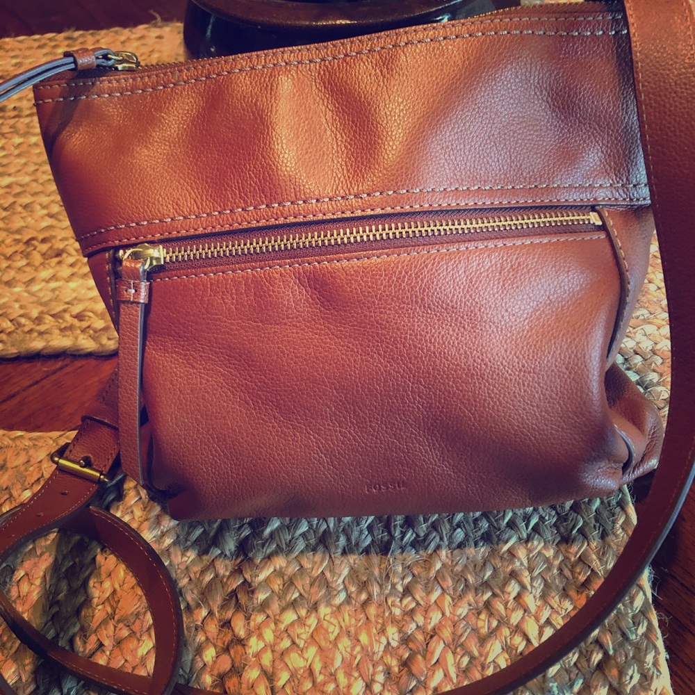 Fossil brown leather crossbody